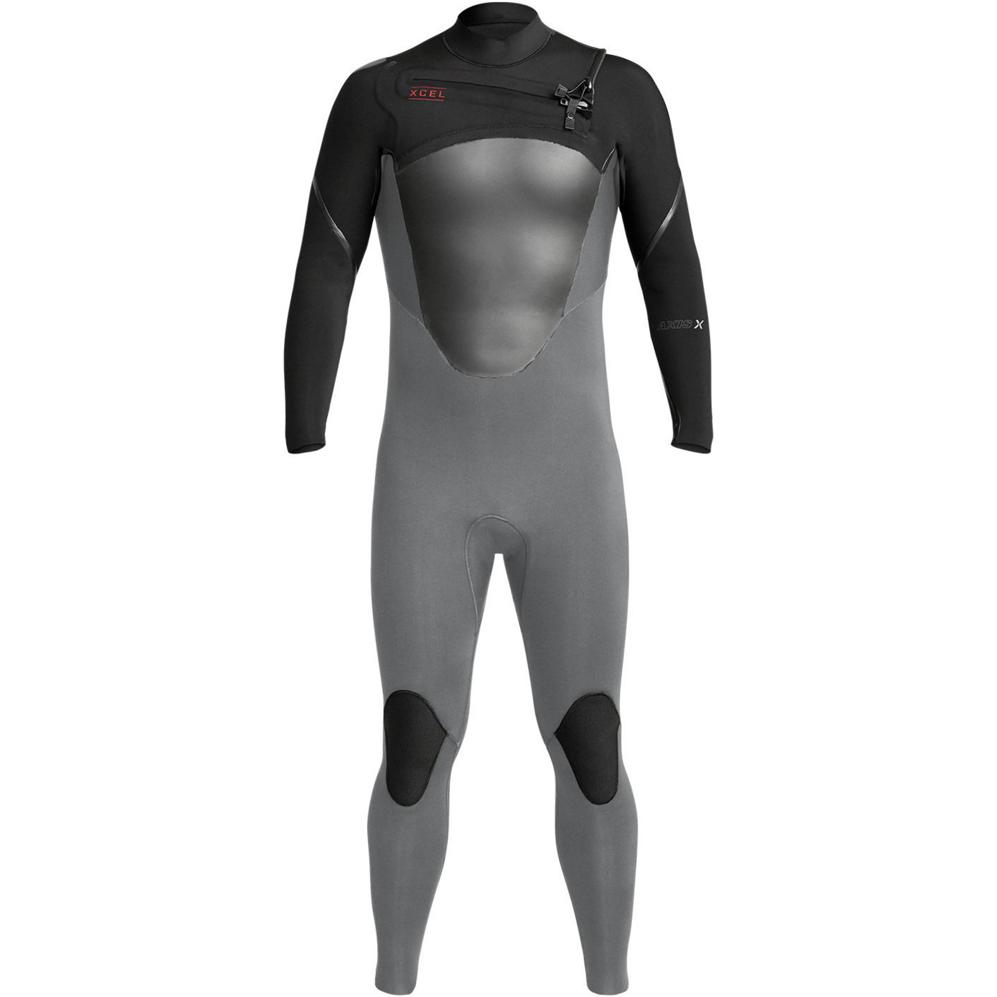 2023 Xcel Mens Axis X X2 4/3mm Chest Zip Wetsuit MT43Z2S0 Graphite / Black Wetsuit Outlet